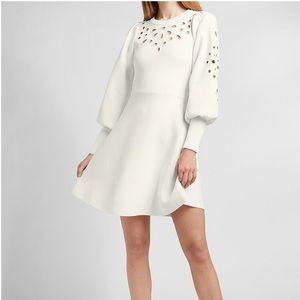 Eyelet Lace Fit And Flare Sweater Dress